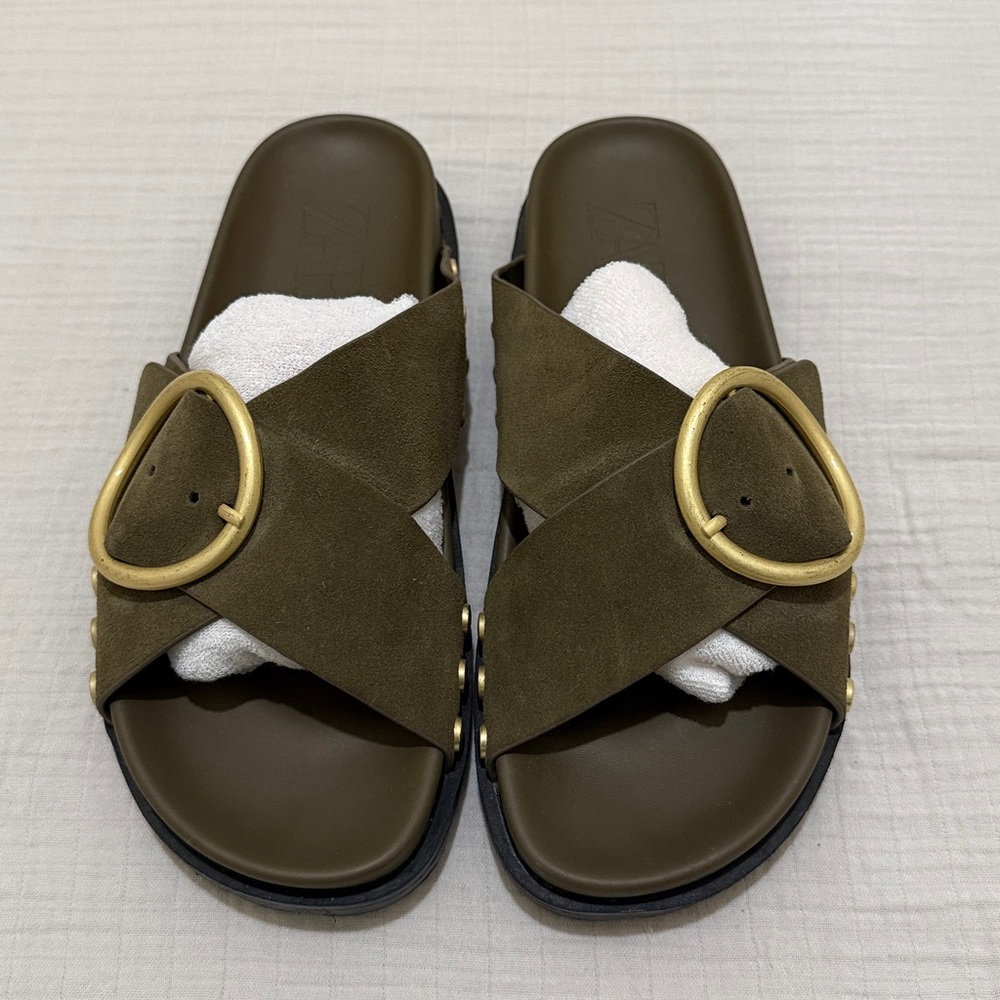 ZARA Olive Sandals | Women’s Size 37